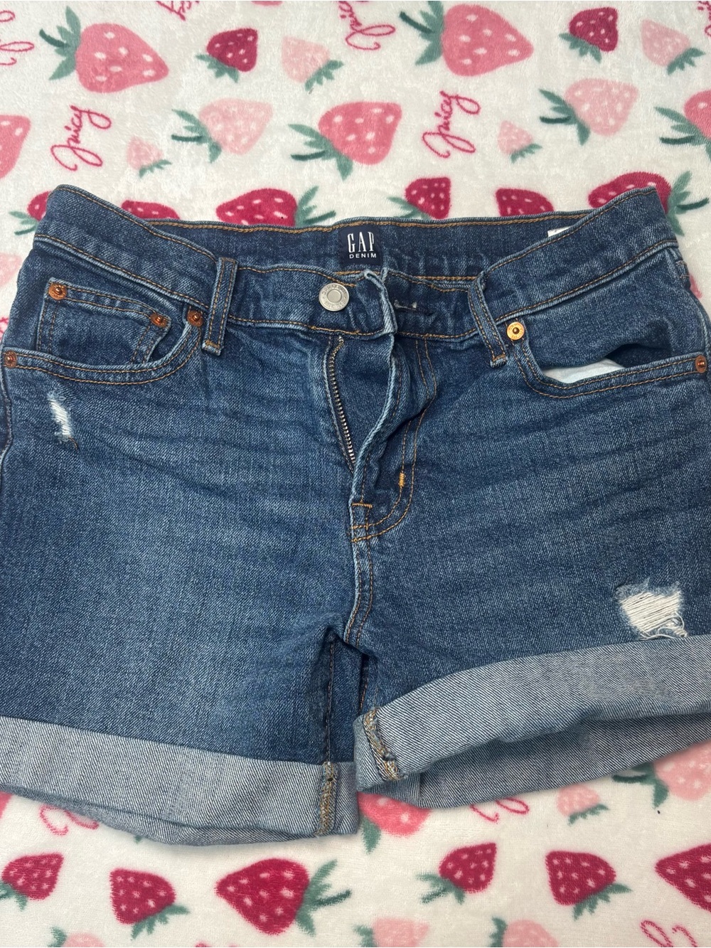 GAP Medium Blue Rolled Hem Denim Shorts